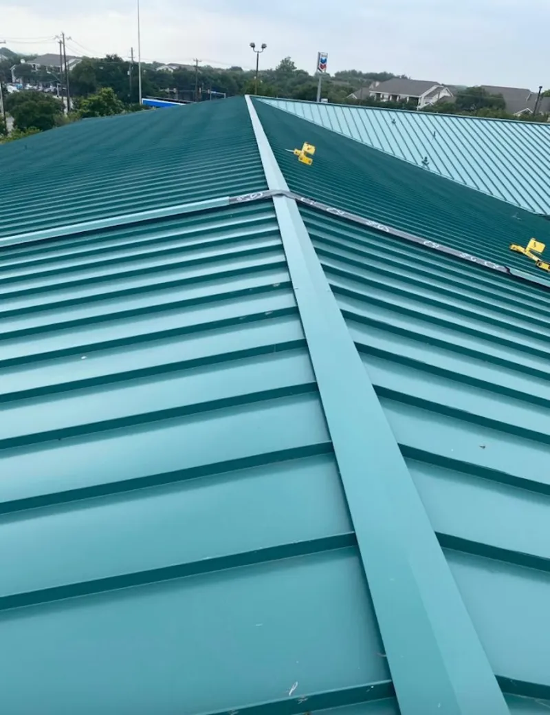 Green commercial metal roof ridge and valley for Metal Roof Repair in Hemet